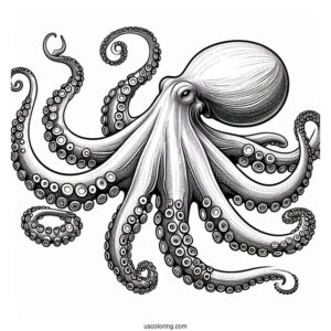 Realistic Smoothskin Octopus Coloring Page
