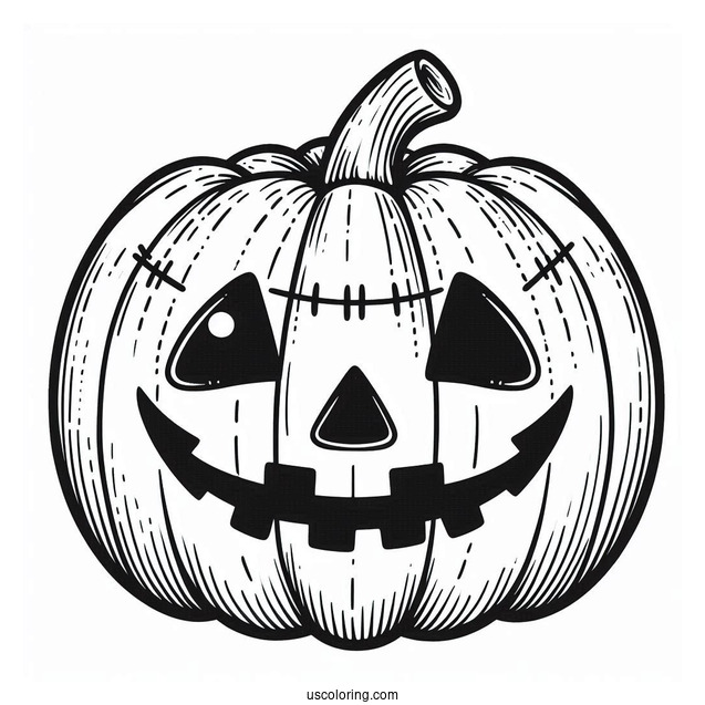 Pumpkin Coloring Page Of Jack O Lantern With Mouth Stitches