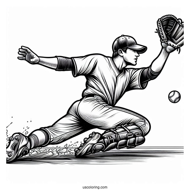 Baseball Player Sliding To Catch Ball