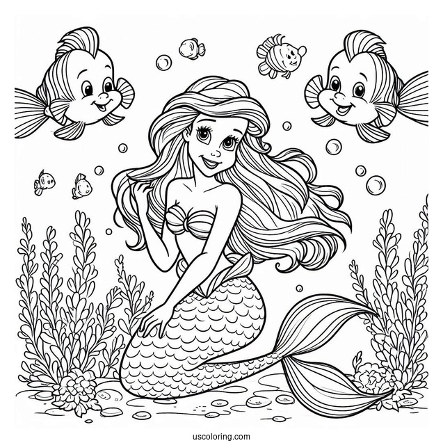 The Little Mermaid Ariel, Sebastian, And Flounders