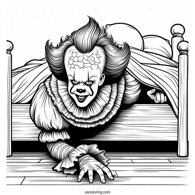Pennywise Crawling Out A Bed Coloring Page