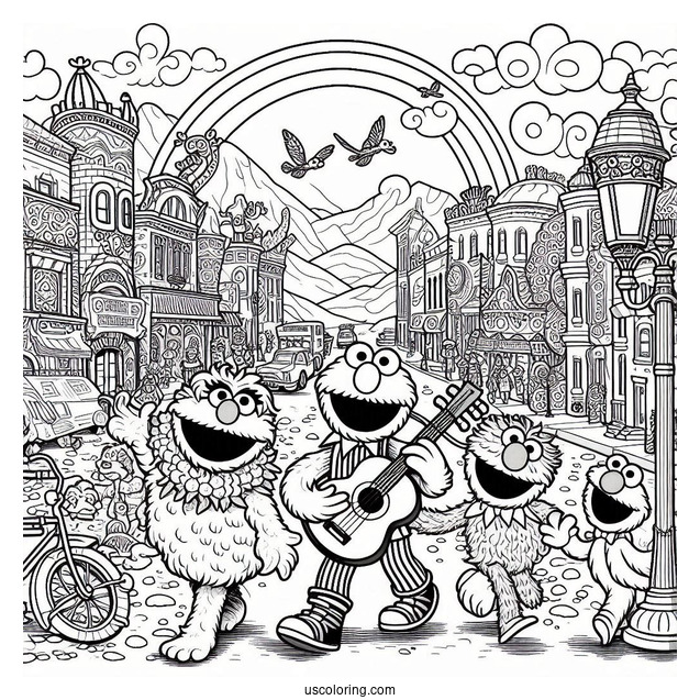 Detailed Sesame Street Poster Coloring In