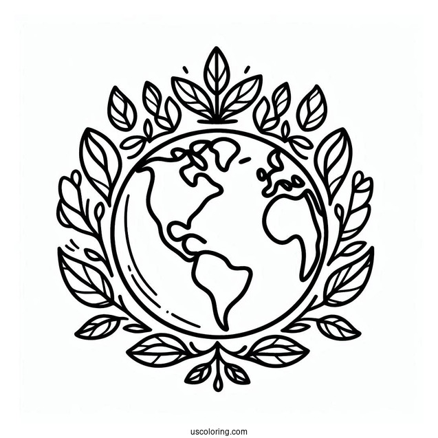 Adorable Earth Sprouting Leaves Coloring Page For Kids