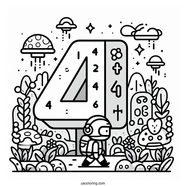 Numberblocks Coloring Page14 Outdoor Wearing Helmet