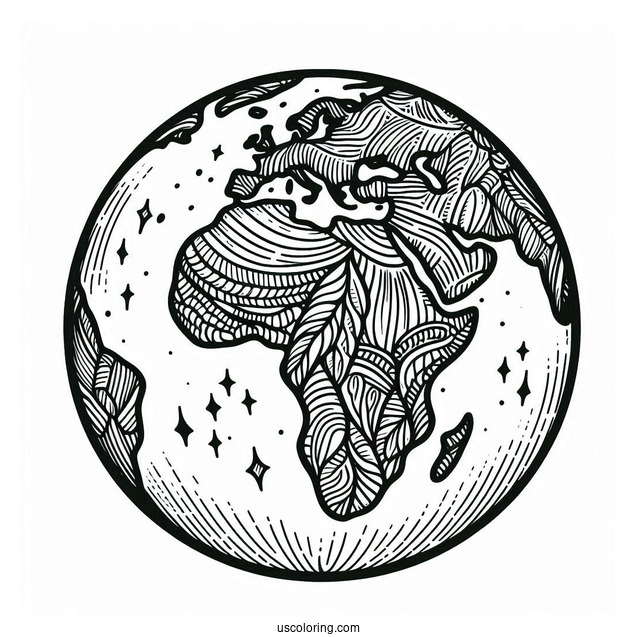 Earth With African Continent To Color
