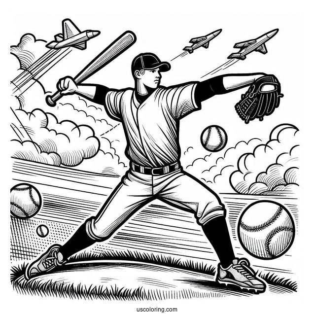 Baseball Pitcher Coloring Page