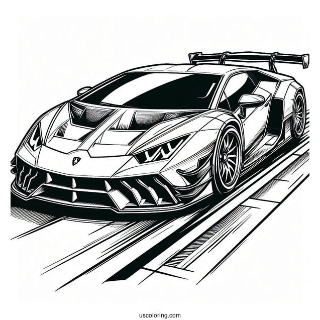 Detailed Lamborghini Race Car Coloring Page