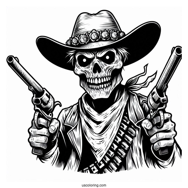 Scary Cowboy Coloring Page In The Wild West