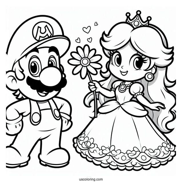 Easy Princess Daisy Coloring Page And Luigi For Kids