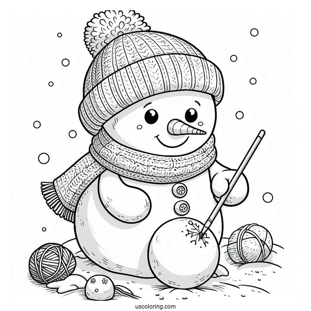 Realistic Looking Snowman Being Made By Kids