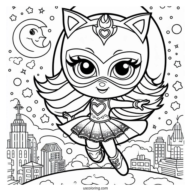 PJ Masks Coloring Page Of Luna Girl In The Night Sky