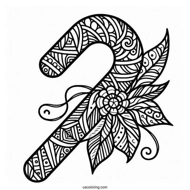 Intricate Candy Cane Coloring Page Stained Glass