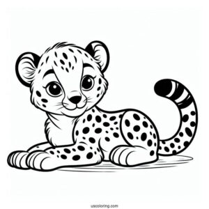 Easy Outline Of Friendly Cheetah Coloring Page