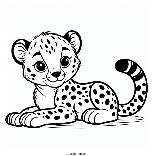 Easy Outline Of Friendly Cheetah Coloring Page