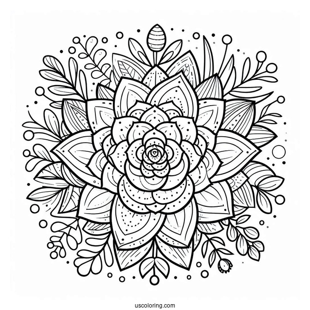 Cartoon Succulent Coloring Page Mandala For Kids
