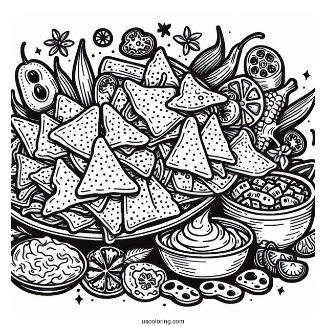 Coloring Page Of Mexican Nachos