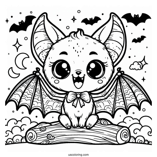 Smiling Vampire Bat Coloring Page