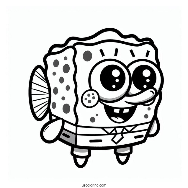 SpongeBob Coloring Page Of Simple Frank The Buff Fish For Preschoolers