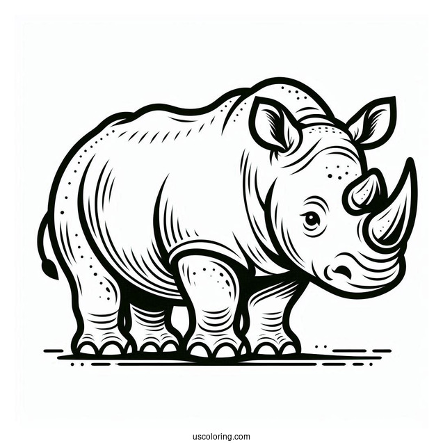 Simple Outline Of a Rhino To Color