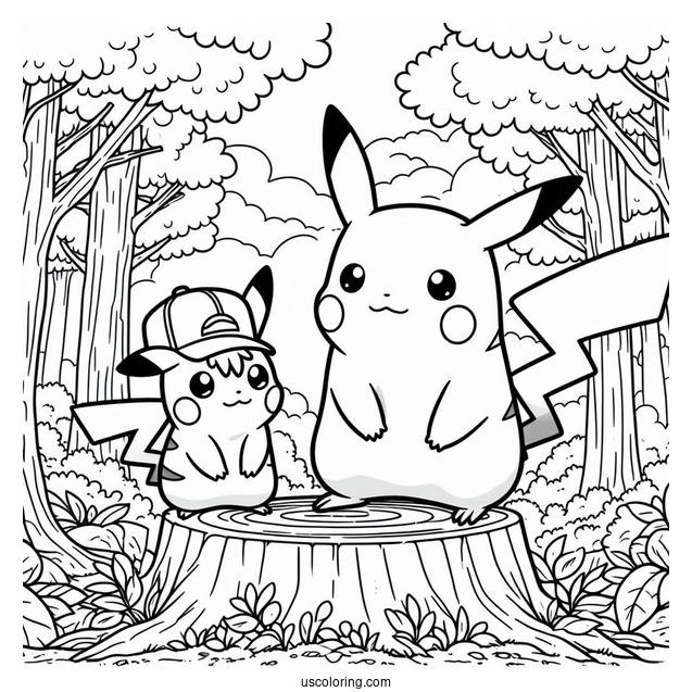 Pikachu And Ash In The Forest