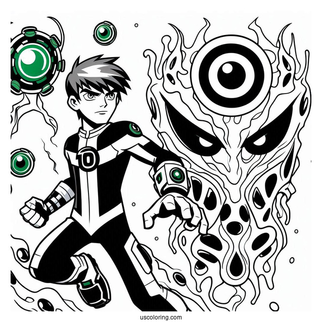 Ben 10 Coloring Page Of Omnitrix Alien Force