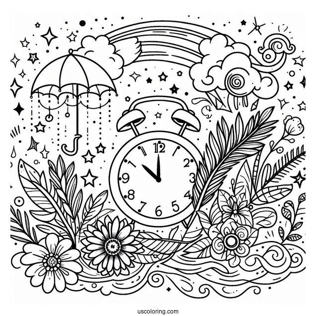 Fun Clock Coloring Page For Preschoolers
