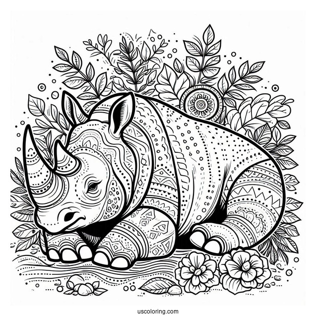 Indian Rhino Coloring Page