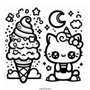 Cute Kawaii Coloring Page For Kids