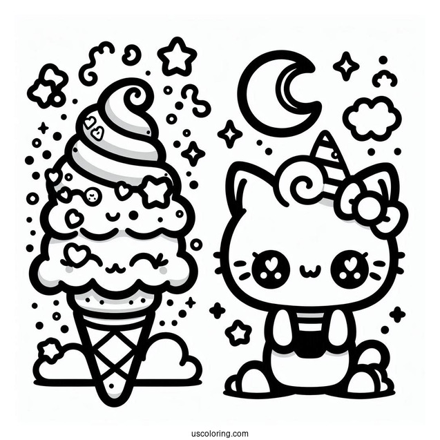 Cute Kawaii Coloring Page For Kids