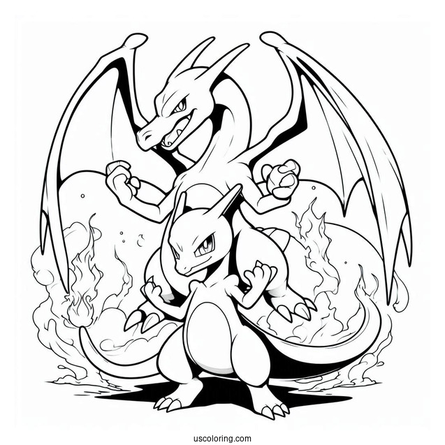 Charizard And Mewtwo Coloring Page