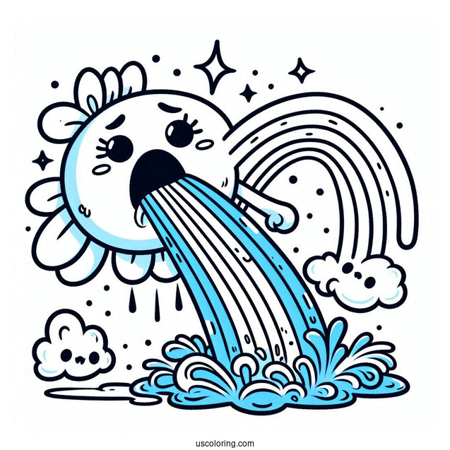 Blue Rainbow Friends Coloring Page Vomiting Rainbow