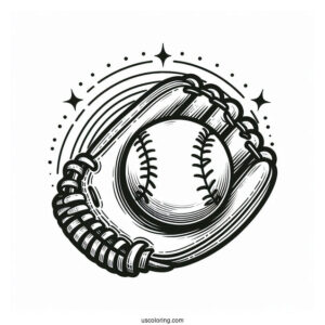Coloring Page Of a Baseball And Glove