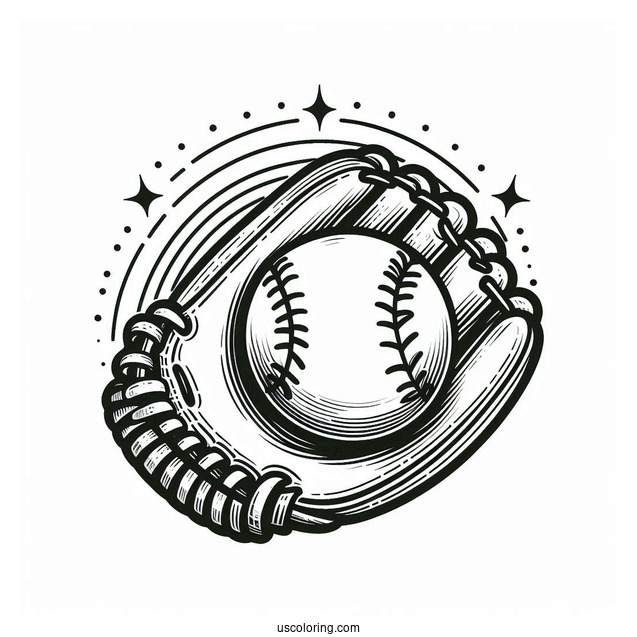 Coloring Page Of a Baseball And Glove