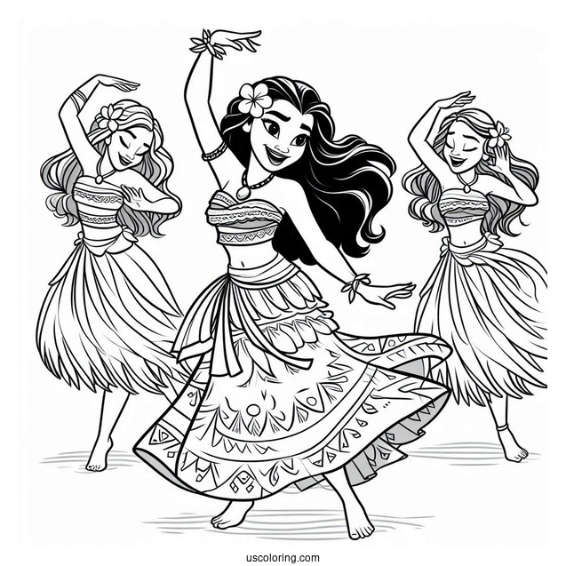 Princess Coloring Page Of Moana Dancing