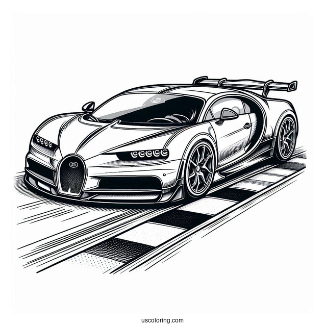 Bugatti Coloring Page Chiron On Race Track