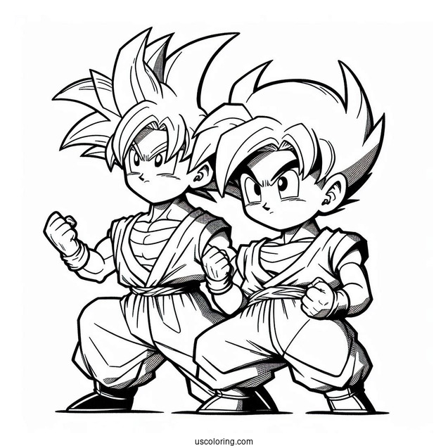 Young Krillin And Goku Coloring Page
