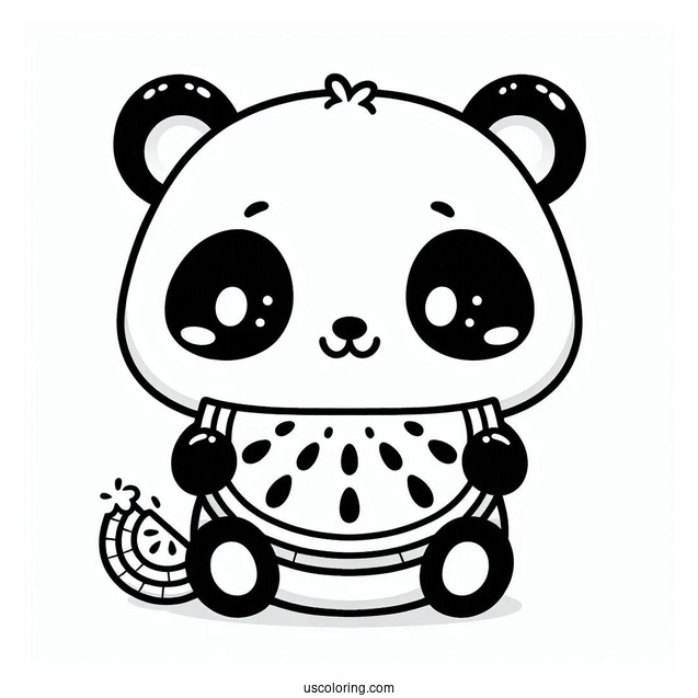 Kawaii Themed Panda With Watermelon