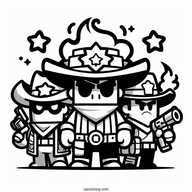 Brawl Stars Coloring Page Of Colt With Other Brawlers