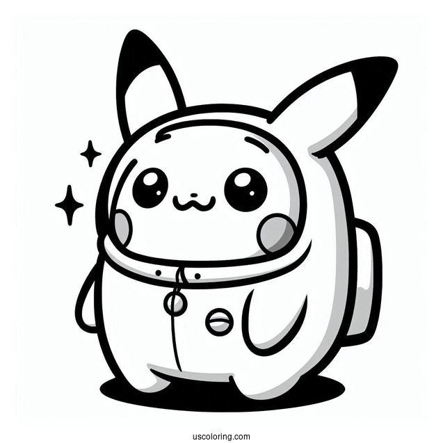 Among Us Pikachu Coloring Sheet