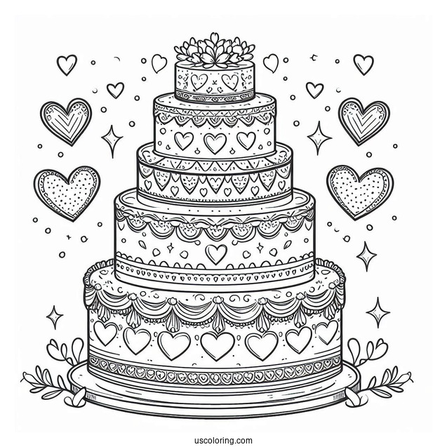 Grand Tiered Cake With Hearts