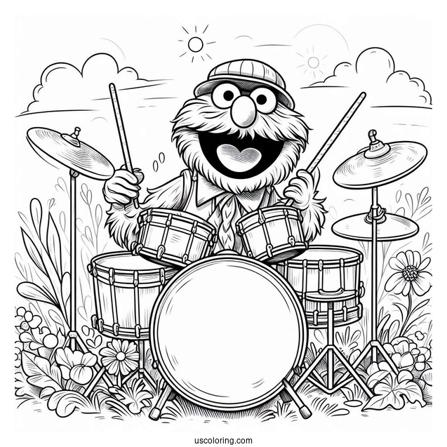 Muppets Coloring Page Of Animal Playing The Drums