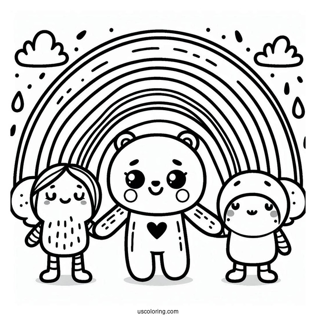 Easy Orange Rainbow Friends Coloring Page For Preschoolers