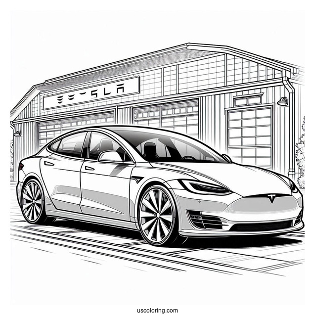 Tesla Model S Coloring Page