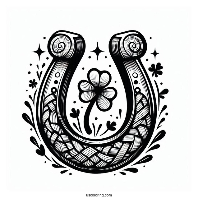 St Patrick_s Day Lucky Horseshoe To Color