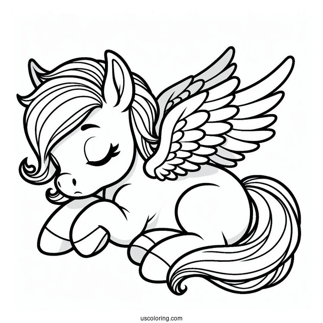 Baby Pegasus Coloring Page Outline For Preschoolers