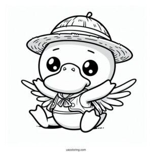 Psyduck Coloring Page Cosplaying As Luffy