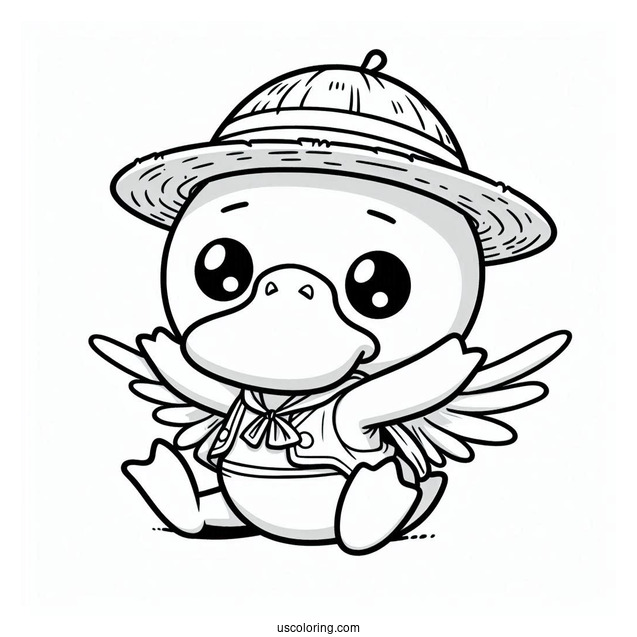 Psyduck Coloring Page Cosplaying As Luffy