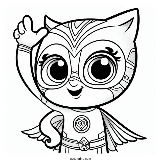 PJ Masks Coloring Page Of Owlette With Arm Up