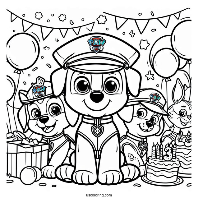 Happy Birthday Paw Patrol Coloring Sheet