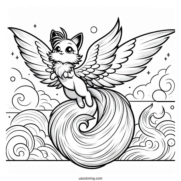 Tails Coloring Page Flying In The Sky